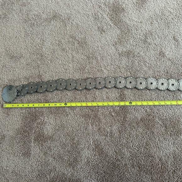 Black Boho Medallion Disc Silver Round Buckle Statement - Picture 9 of 10